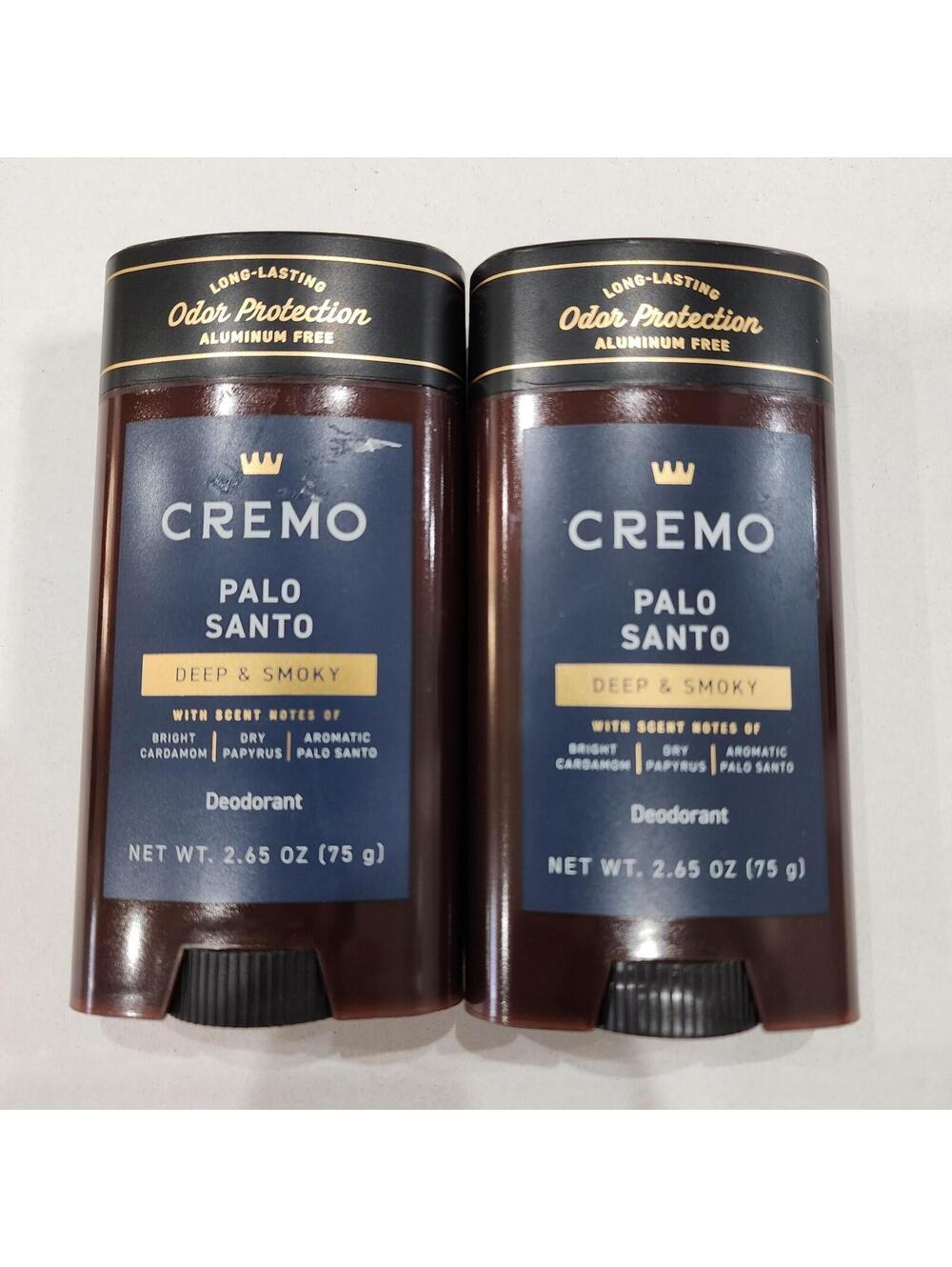 2pk - Cremo Palo Santo Aluminum Free Deodorant for Men 48-hour Protection 2.6oz